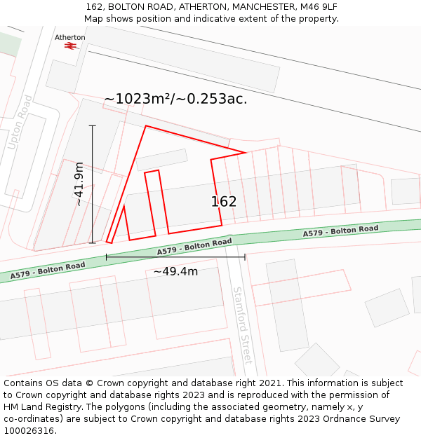 162, BOLTON ROAD, ATHERTON, MANCHESTER, M46 9LF: Plot and title map