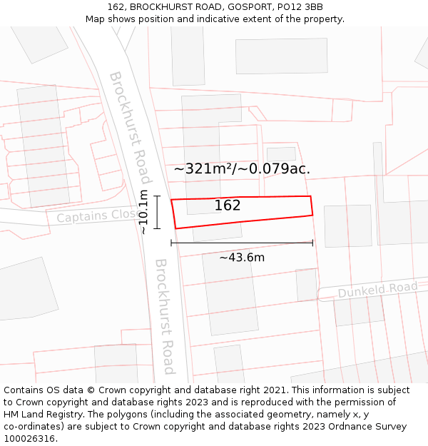 162, BROCKHURST ROAD, GOSPORT, PO12 3BB: Plot and title map