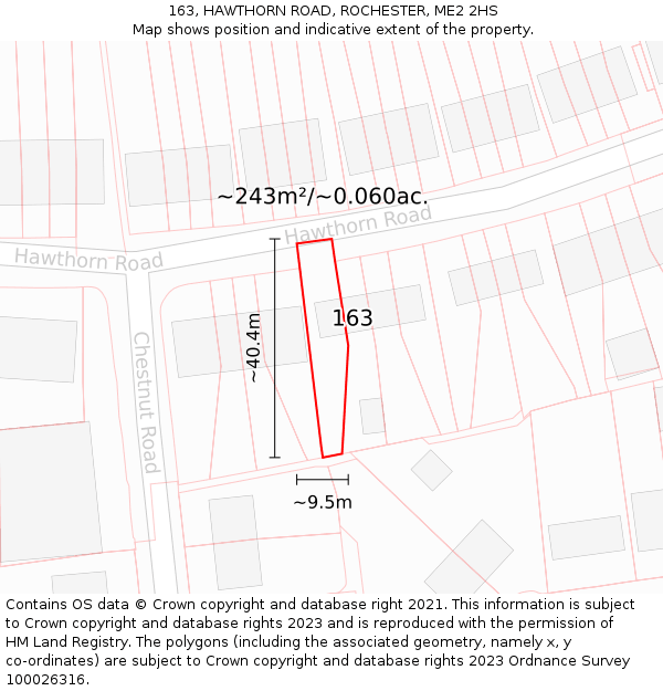 163, HAWTHORN ROAD, ROCHESTER, ME2 2HS: Plot and title map
