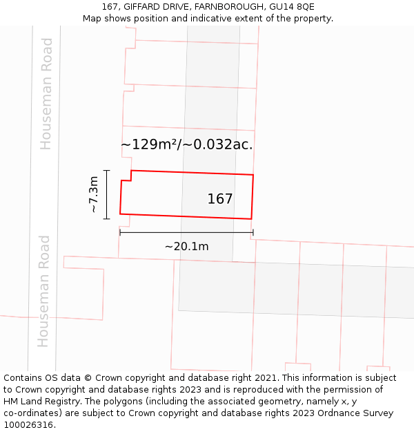 167, GIFFARD DRIVE, FARNBOROUGH, GU14 8QE: Plot and title map