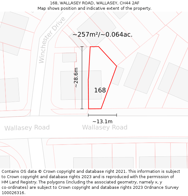 168, WALLASEY ROAD, WALLASEY, CH44 2AF: Plot and title map