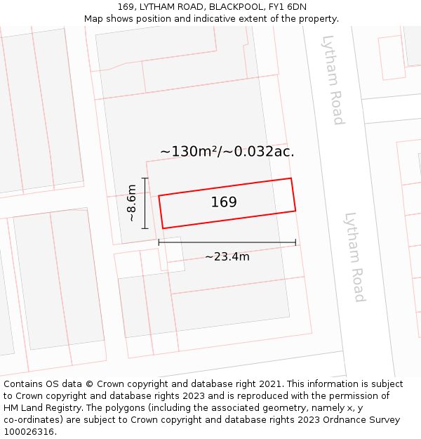 169, LYTHAM ROAD, BLACKPOOL, FY1 6DN: Plot and title map