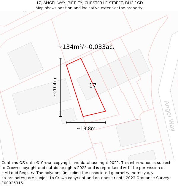 17, ANGEL WAY, BIRTLEY, CHESTER LE STREET, DH3 1GD: Plot and title map