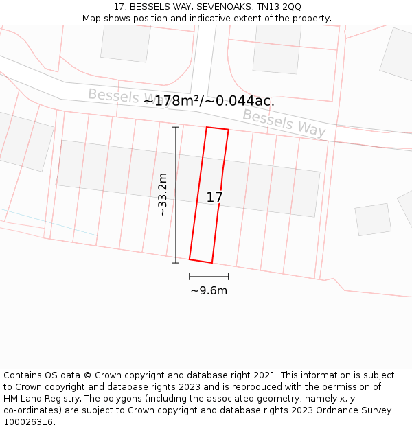 17, BESSELS WAY, SEVENOAKS, TN13 2QQ: Plot and title map