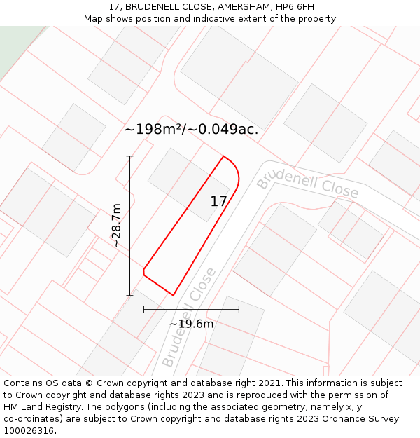 17, BRUDENELL CLOSE, AMERSHAM, HP6 6FH: Plot and title map