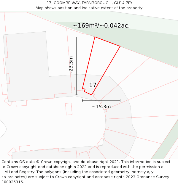 17, COOMBE WAY, FARNBOROUGH, GU14 7FY: Plot and title map