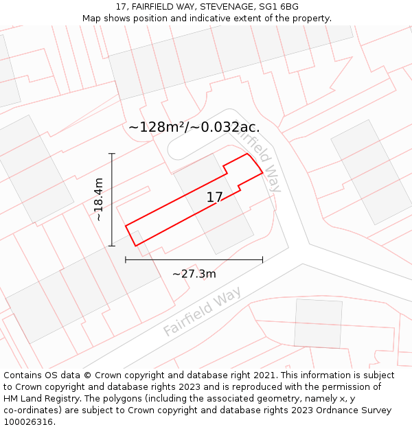 17, FAIRFIELD WAY, STEVENAGE, SG1 6BG: Plot and title map