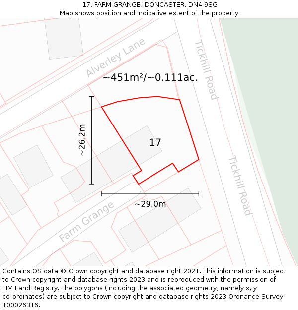 17, FARM GRANGE, DONCASTER, DN4 9SG: Plot and title map