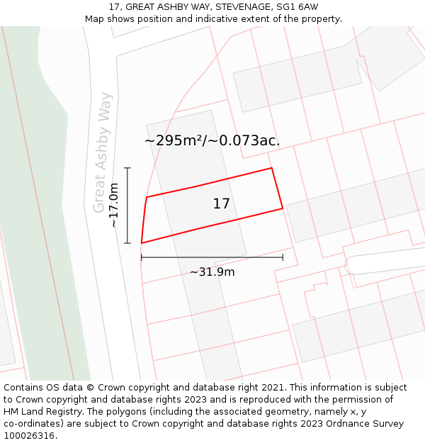 17, GREAT ASHBY WAY, STEVENAGE, SG1 6AW: Plot and title map