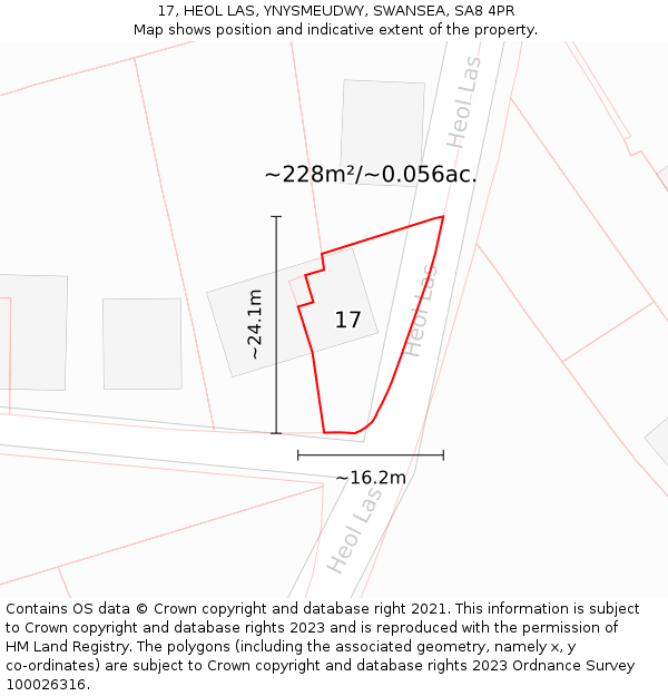 17, HEOL LAS, YNYSMEUDWY, SWANSEA, SA8 4PR: Plot and title map
