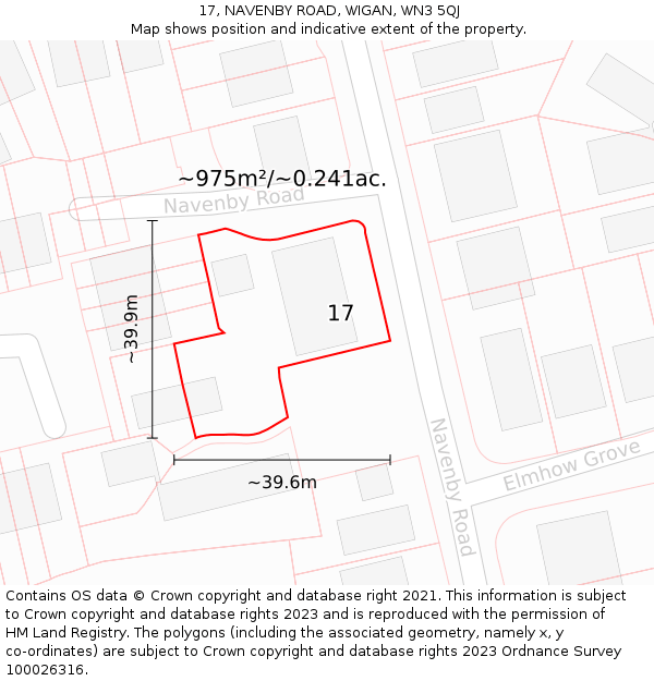 17, NAVENBY ROAD, WIGAN, WN3 5QJ: Plot and title map