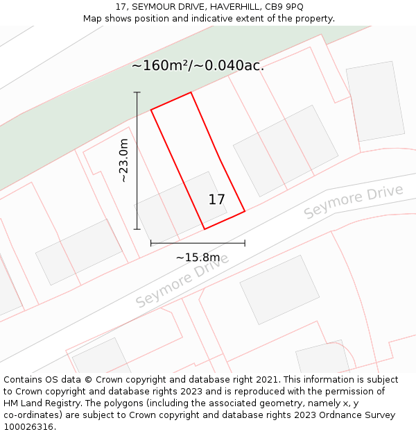 17, SEYMOUR DRIVE, HAVERHILL, CB9 9PQ: Plot and title map