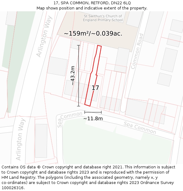 17, SPA COMMON, RETFORD, DN22 6LQ: Plot and title map