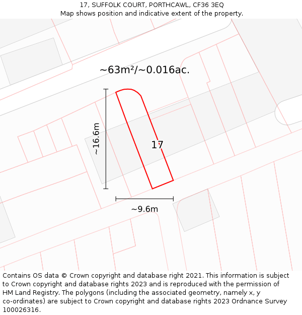 17, SUFFOLK COURT, PORTHCAWL, CF36 3EQ: Plot and title map