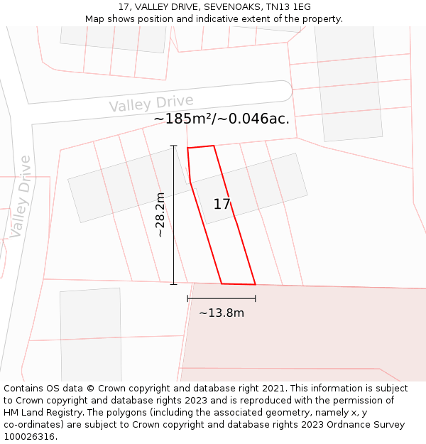17, VALLEY DRIVE, SEVENOAKS, TN13 1EG: Plot and title map