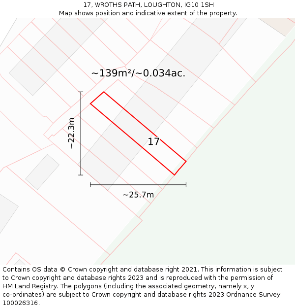 17, WROTHS PATH, LOUGHTON, IG10 1SH: Plot and title map