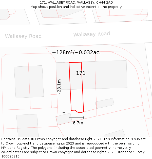 171, WALLASEY ROAD, WALLASEY, CH44 2AD: Plot and title map