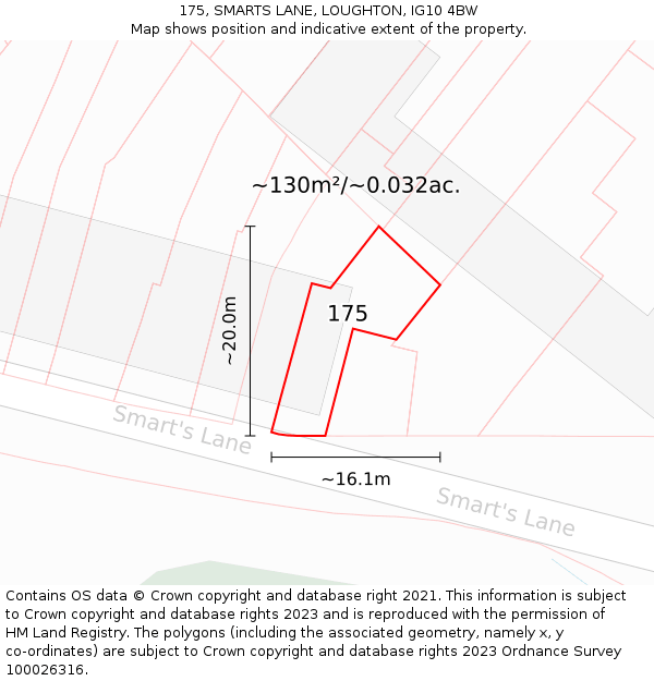 175, SMARTS LANE, LOUGHTON, IG10 4BW: Plot and title map