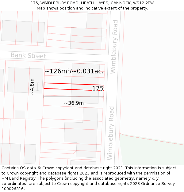 175, WIMBLEBURY ROAD, HEATH HAYES, CANNOCK, WS12 2EW: Plot and title map