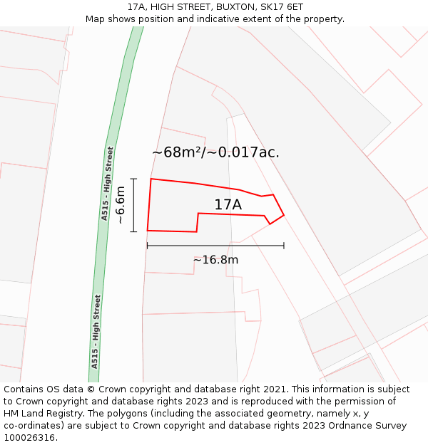 17A, HIGH STREET, BUXTON, SK17 6ET: Plot and title map