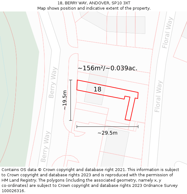 18, BERRY WAY, ANDOVER, SP10 3XT: Plot and title map