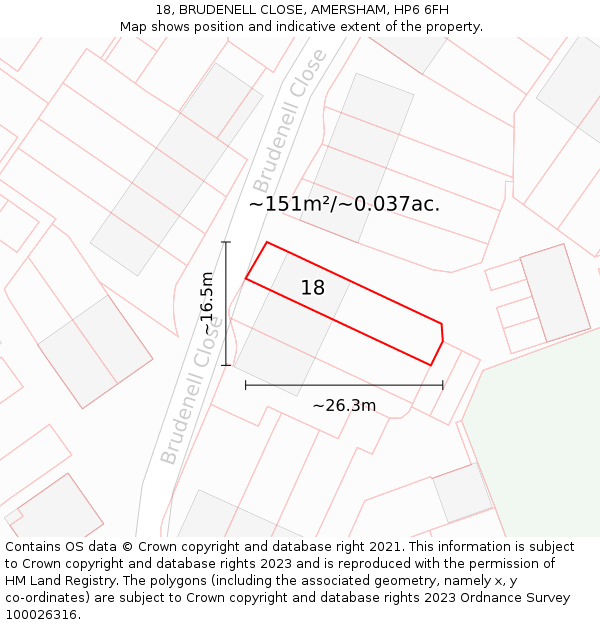 18, BRUDENELL CLOSE, AMERSHAM, HP6 6FH: Plot and title map