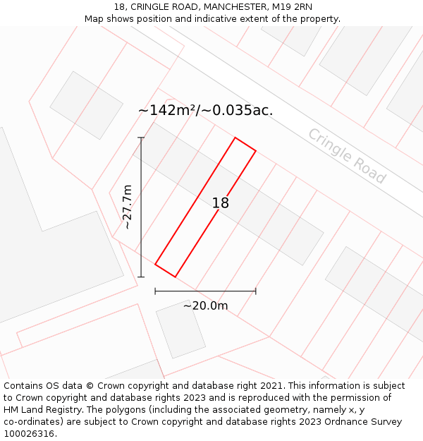 18, CRINGLE ROAD, MANCHESTER, M19 2RN: Plot and title map