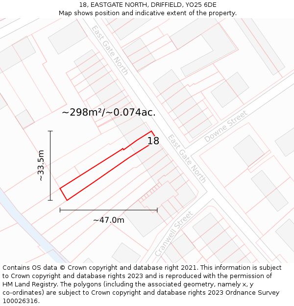 18, EASTGATE NORTH, DRIFFIELD, YO25 6DE: Plot and title map