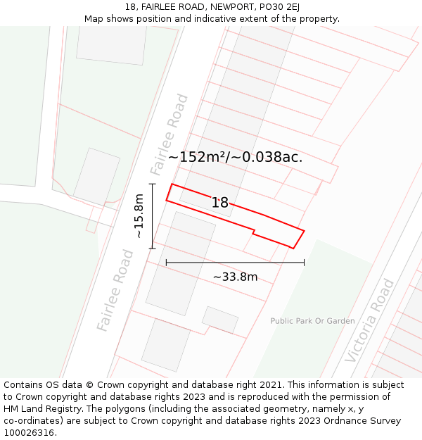 18, FAIRLEE ROAD, NEWPORT, PO30 2EJ: Plot and title map