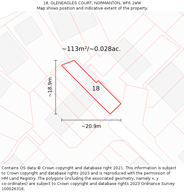 18, GLENEAGLES COURT, NORMANTON, WF6 1WW: Plot and title map