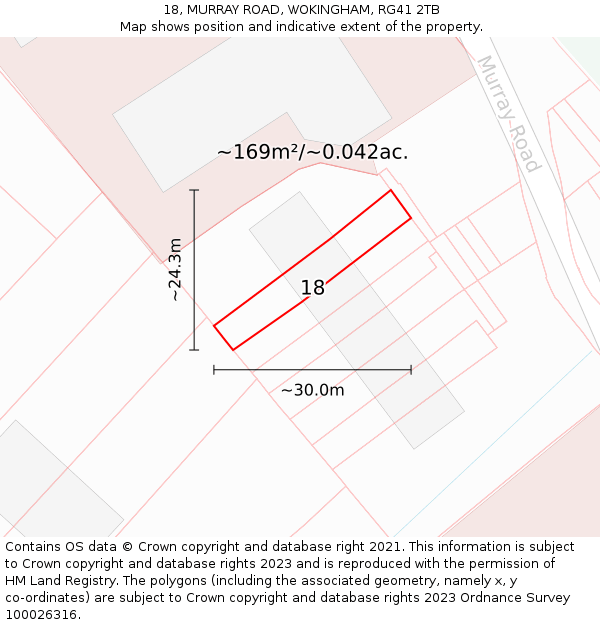 18, MURRAY ROAD, WOKINGHAM, RG41 2TB: Plot and title map