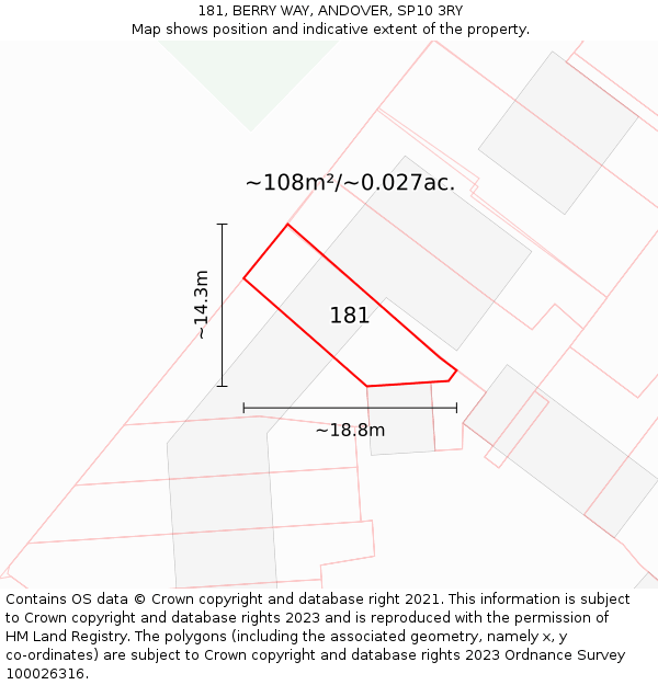 181, BERRY WAY, ANDOVER, SP10 3RY: Plot and title map