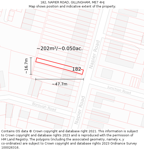182, NAPIER ROAD, GILLINGHAM, ME7 4HJ: Plot and title map