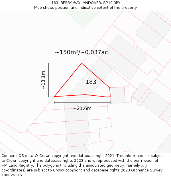 183, BERRY WAY, ANDOVER, SP10 3RY: Plot and title map
