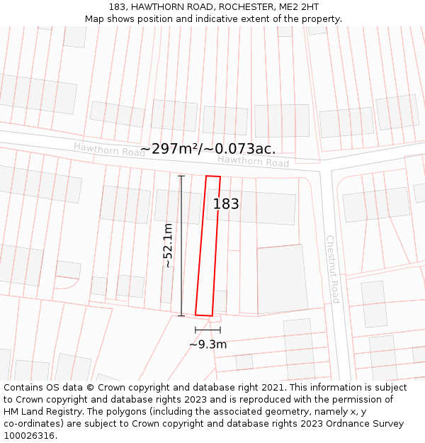 183, HAWTHORN ROAD, ROCHESTER, ME2 2HT: Plot and title map