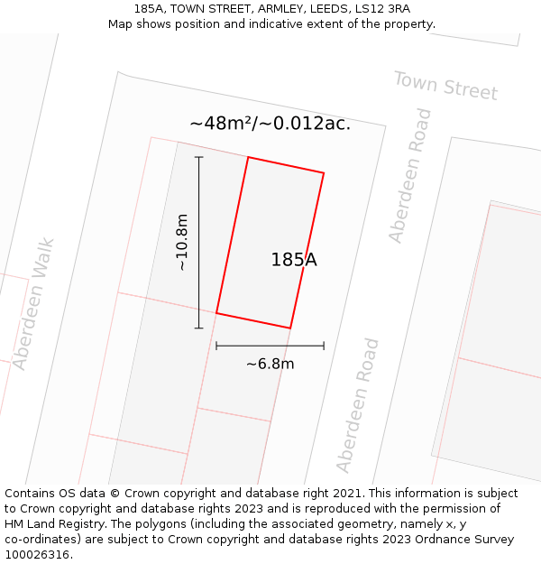 185A, TOWN STREET, ARMLEY, LEEDS, LS12 3RA: Plot and title map