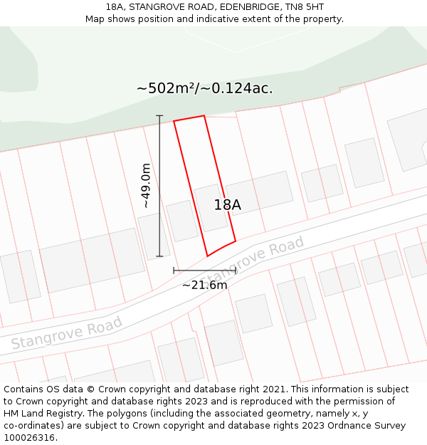 18A, STANGROVE ROAD, EDENBRIDGE, TN8 5HT: Plot and title map
