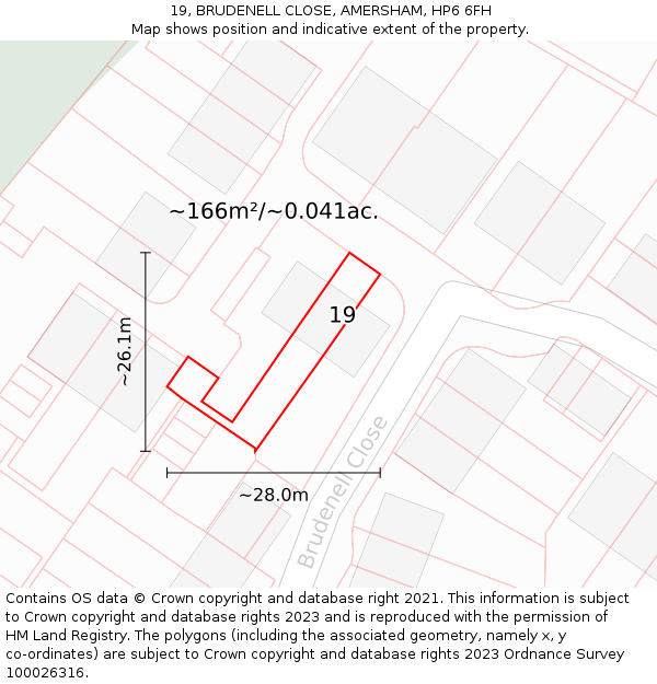 19, BRUDENELL CLOSE, AMERSHAM, HP6 6FH: Plot and title map