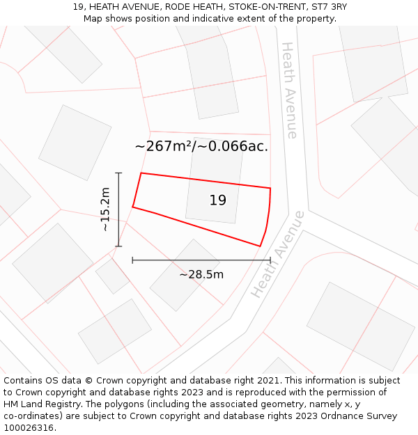 19, HEATH AVENUE, RODE HEATH, STOKE-ON-TRENT, ST7 3RY: Plot and title map