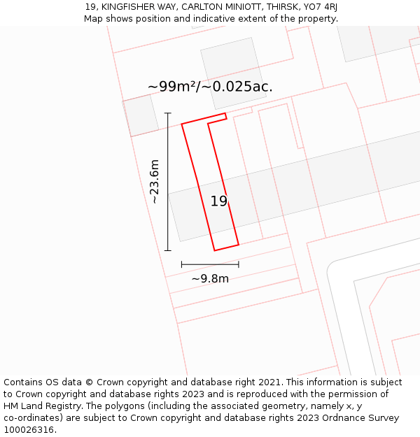 19, KINGFISHER WAY, CARLTON MINIOTT, THIRSK, YO7 4RJ: Plot and title map