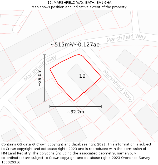 19, MARSHFIELD WAY, BATH, BA1 6HA: Plot and title map