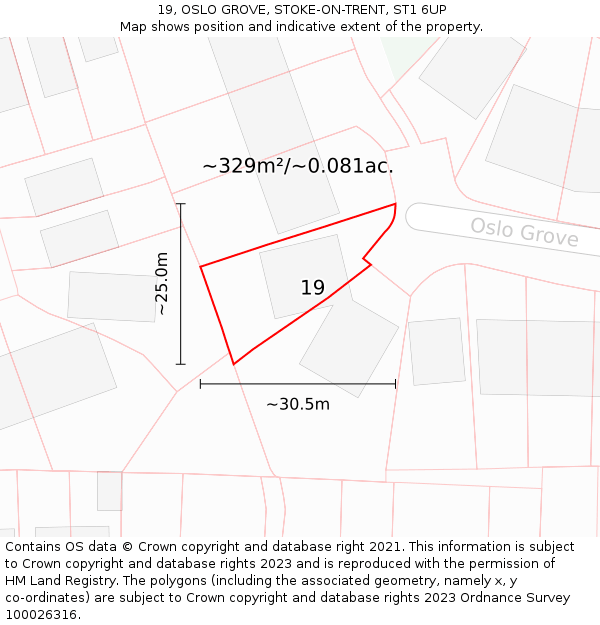 19, OSLO GROVE, STOKE-ON-TRENT, ST1 6UP: Plot and title map