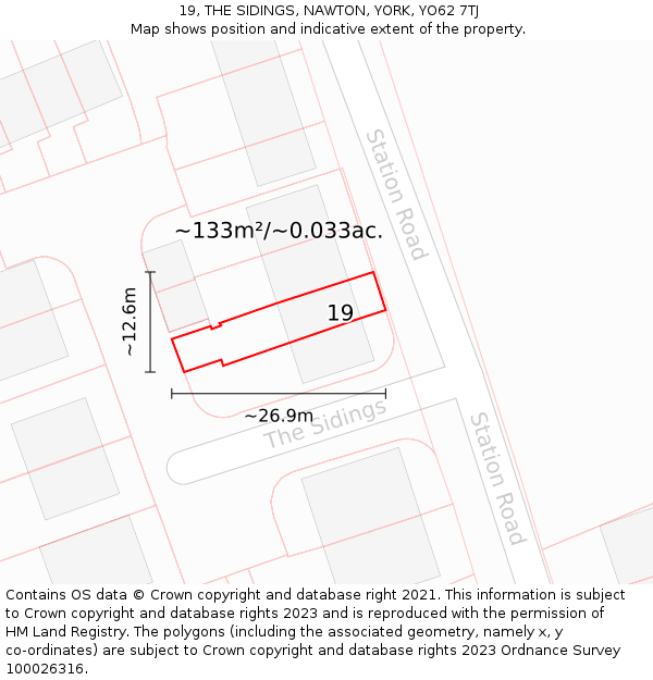19, THE SIDINGS, NAWTON, YORK, YO62 7TJ: Plot and title map