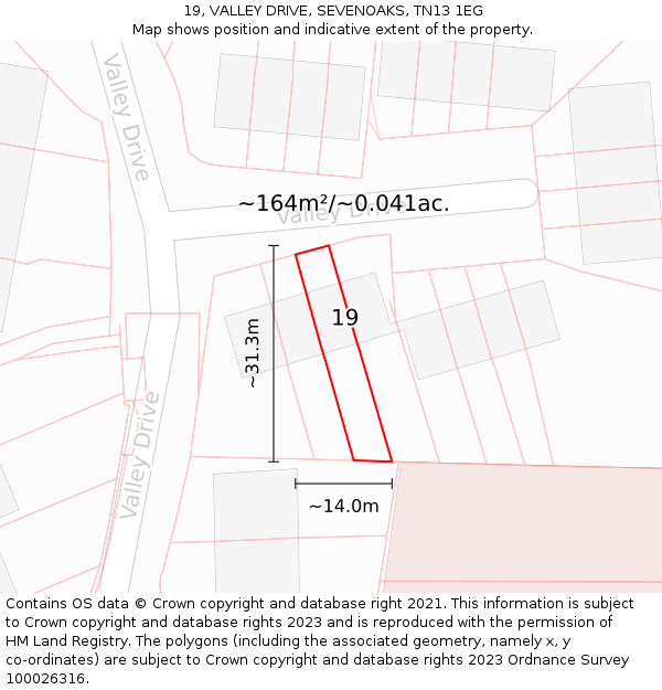 19, VALLEY DRIVE, SEVENOAKS, TN13 1EG: Plot and title map