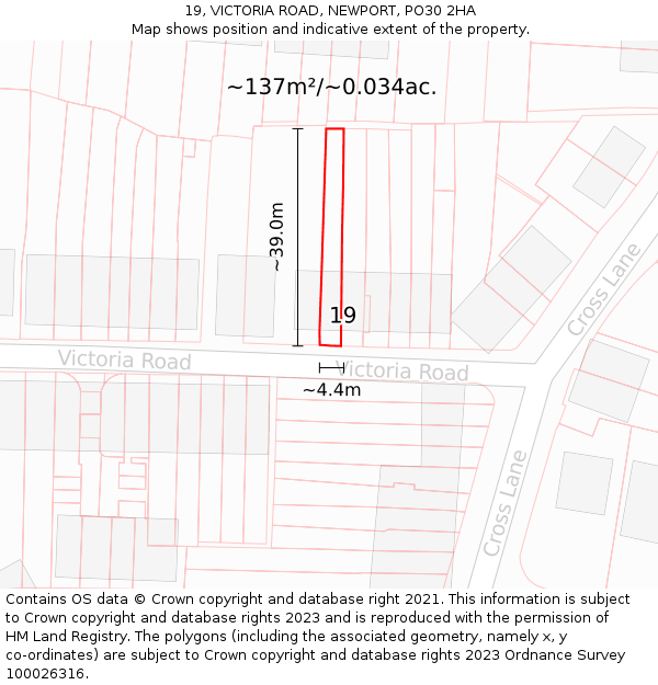 19, VICTORIA ROAD, NEWPORT, PO30 2HA: Plot and title map