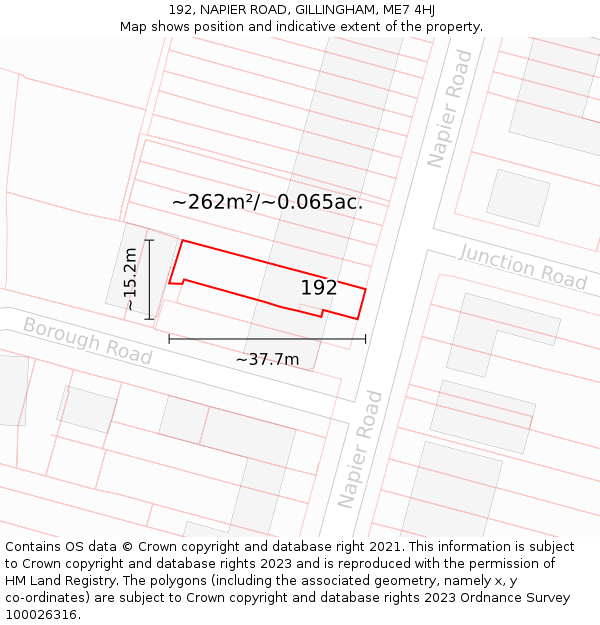 192, NAPIER ROAD, GILLINGHAM, ME7 4HJ: Plot and title map