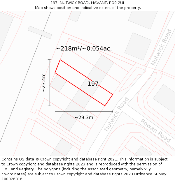 197, NUTWICK ROAD, HAVANT, PO9 2UL: Plot and title map