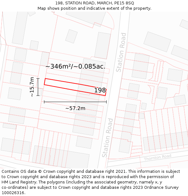 198, STATION ROAD, MARCH, PE15 8SQ: Plot and title map