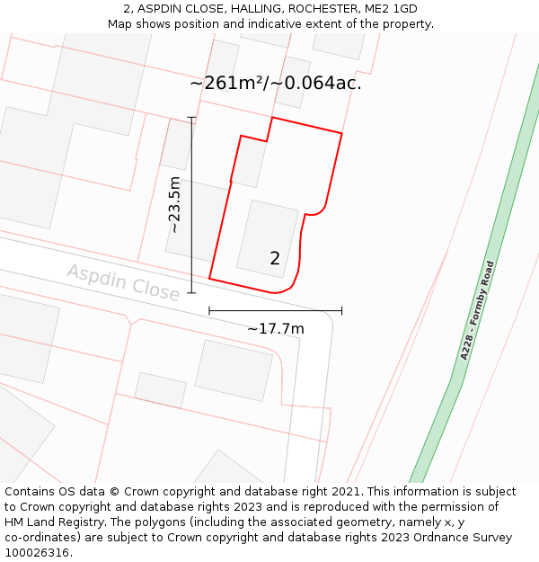 2, ASPDIN CLOSE, HALLING, ROCHESTER, ME2 1GD: Plot and title map