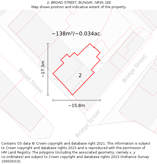 2, BROAD STREET, BUNGAY, NR35 1EE: Plot and title map